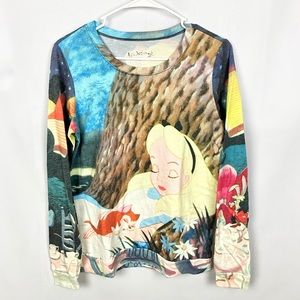 Disney Hot Topic Alice In Wonderland Full Graphic Long Sleeve Shirt, Medium